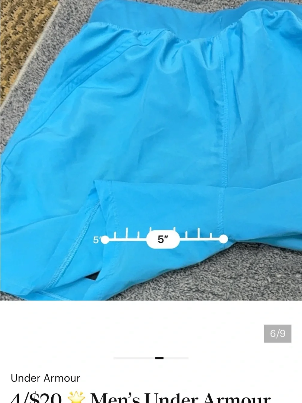 3/$25 ✨ Under Armour Men’s Tech 7” SpeedPocket Lined Shorts Blue Small